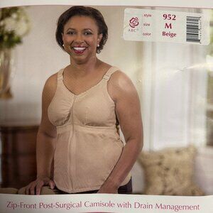 Zip-Front Post-Surgical Camisole with Drain Management. NWT.